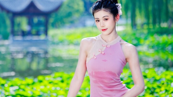Vertical screen | The peach blossom cheongsam with one shot is here~
