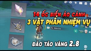 Tất Cả Vị trí 14 Ốc Biển Ảo Cảnh Và 3 Vật Phẩm Nhiệm Vụ Đảo Táo Vàng 2.8 Trong 5 Phút- Bécon Genshin