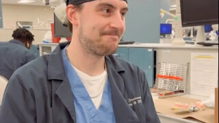 Dental student challenges himself to pierce a balloon with a needle
