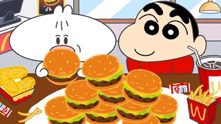 【美食动画】干饭包子偶遇蜡笔小新，在金拱门畅快开吃🍟🍔🥤