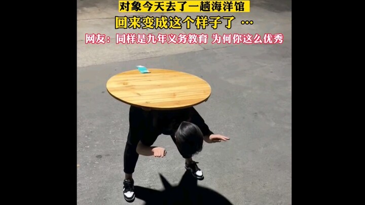 My partner went to the aquarium today and came back looking like this… Netizen: We both went through