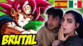 ESPAÑOLES REACCIONAN A DRAGON BALL LATINO VS ESPAÑOL | 🔥GOKU SE TRANSFORMA EN SSJ DIOS🔥🐲DBS🐲