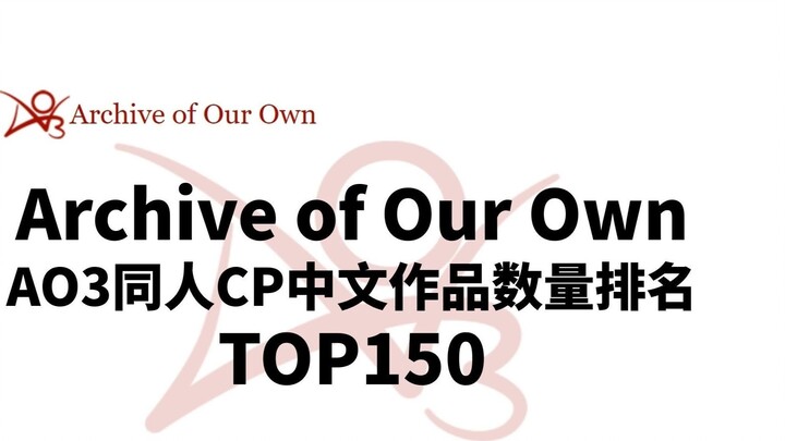 AO3 top 150 total number of Chinese fan CP works & incremental ranking of Chinese fan CP works over 