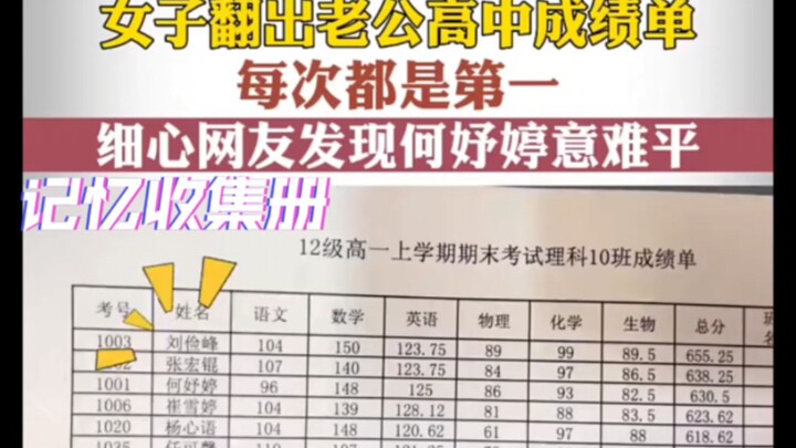 Recently in Tieling, Liaoning, a woman dug up her husband’s high school report cards—and he was alwa