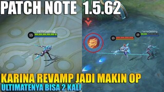 KARINA REVAMP, YI SUN SHIN BUFF, BARATS BUFF, MODE HFR DI SEMUA DEVICE - PATCH NOTE 1.5.62