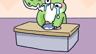 [Little Spear Zoo] The little crocodile cuts onions, but it hurts your eyes, so please help your chi