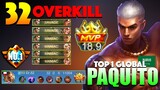 Paquito 2X SAVAGE & 4X MANIAC🔥18.9 MVP World Record | Top 1 Global Paquito Gameplay By Ðr.ð2 ~ MLBB