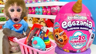 Bon Bon buys rainbow eggs at the store