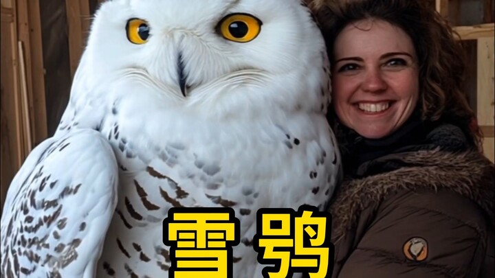 雪鸮，一身雪白的羽毛，看起来很呆萌！