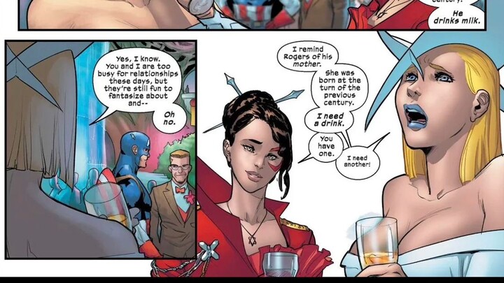 At the Hellfire Gala, what on earth was Captain America thinking as he looked at the White Queen? [M