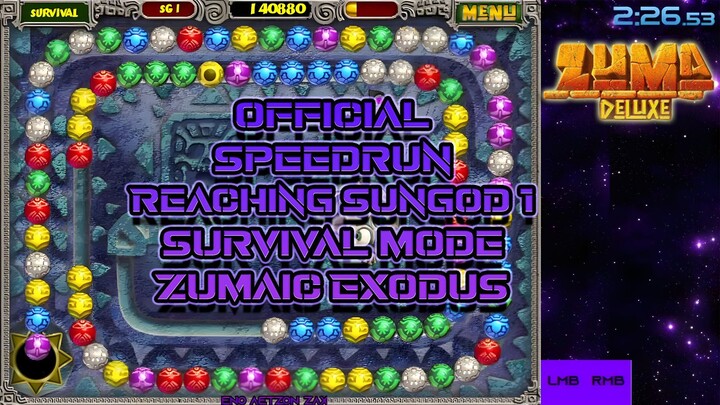 Zuma Deluxe [SPEEDRUN] | 2:26.53 RT / Reach SG1 Survival Mode - Zumaic Exodus