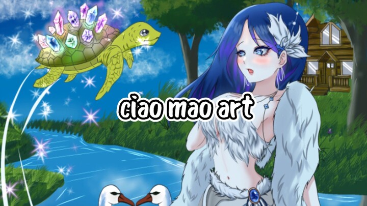 Drawing in ibis paint|| gadis rambut biru