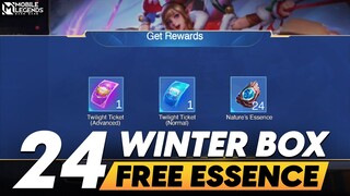 HOW TO GET 24 NATURE'S ESSENCE FROM WINTER BOX EVENT | FREE 2 EPIC SKIN DRAW | MLBB