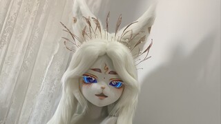 Đầu động vật Kig trang điểm tai chuyển động và mắt phát sáng khâu tay hoàn toàn không dính