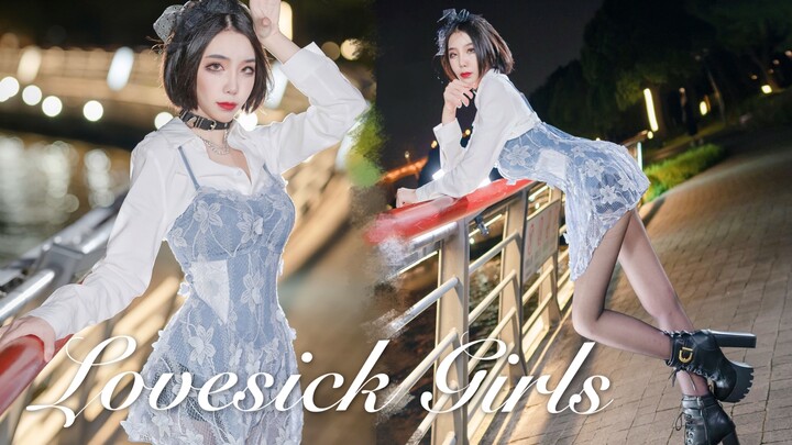 Nhảy cover "Lovesick Girls" với giày cao gót và váy ngắn bên bờ sông