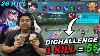 DICHALLENGE 1 KILL = 5$ ! CHANG'E 26 KILL ! AUTO NYESEL CHALLENGE !!