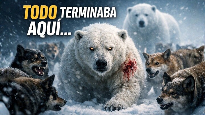 北极熊大战狼群  -  Rodeado por Perros Salvajes… No Tenía Escapatoria