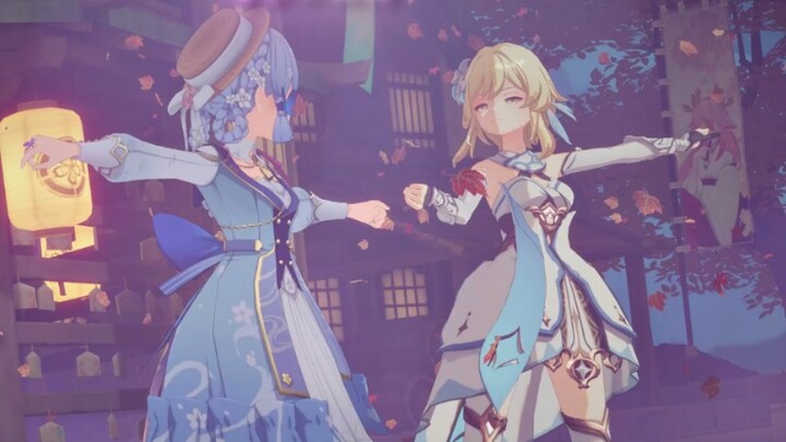 The Traveler and Kamisato Ayaka that I promised to fans (I tried the air jump and it was really ugly