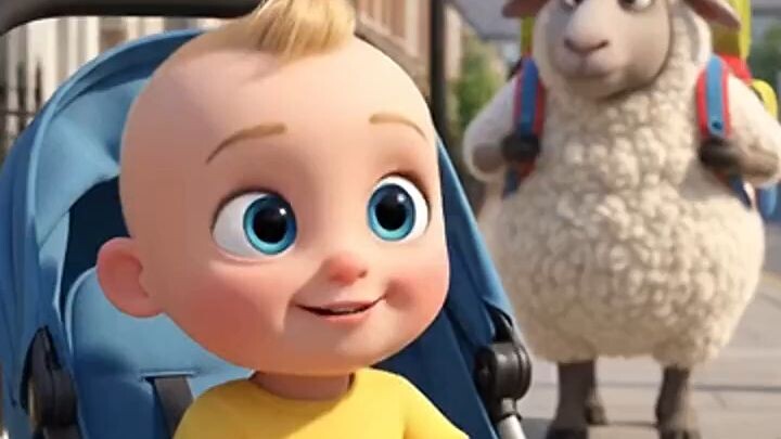 Sheep Has a Secret Lunchbox! 😂🐑🎒👶A little baby spots a giant fluffy sheep wearing a backpack! 🐑