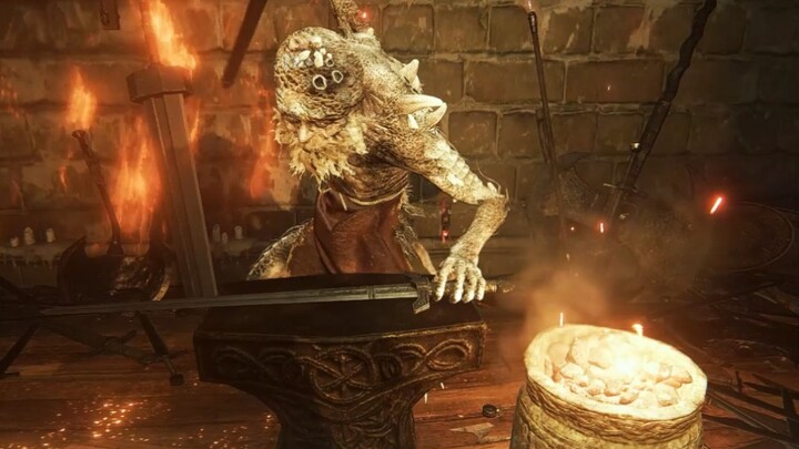 When you defeat the Black Sword, return to the Round Table Hall to find the blacksmith again!