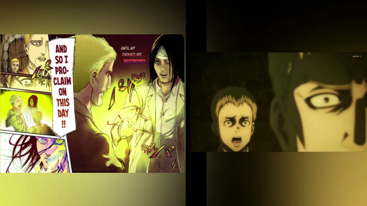 Eren Transformation Anime Vs Manga Side By Side Comparison Attack On Titan Season 4 Bilibili