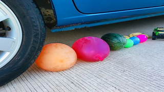 CAR VS watermelon balloon Toy-รถเยียบ เเตงโม ลูกโป่ง ของเล่น