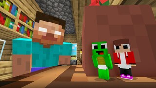 Baby JJ & Mikey Hide from Giant Herobrine in security house in Minecraft (Maizen Mazien Mizen)