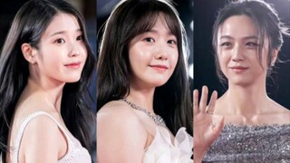 لين يون إر + آي يو + تانغ وي على السجادة الحمراء مباشرةً في حفل جوائز التنين الأخضر السينمائية!