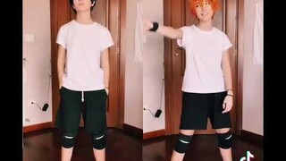 Hinata and Kageyama cosplay dancing on tiktok