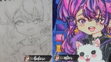 drawing anime girls|a little messy|lineart|
