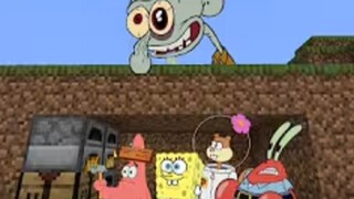 بيكيني بوتوم 4 ضد كريزي سكويدوارد في محاولة لإكمال ماين كرافت