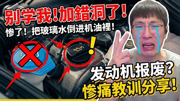 Monkey Brother: It’s toast! I accidentally poured windshield washer fluid into the oil filler cap! I