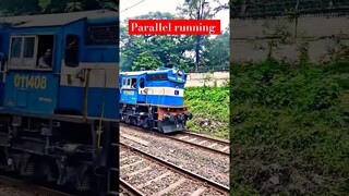 crazy trains Parllel running 2 trains at amazing speed Express trains #railway #diesellocomotive