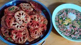 [ASMR][Food]Taste Pepper Salt Lotus Root Slices&Steamed Egg with Ham