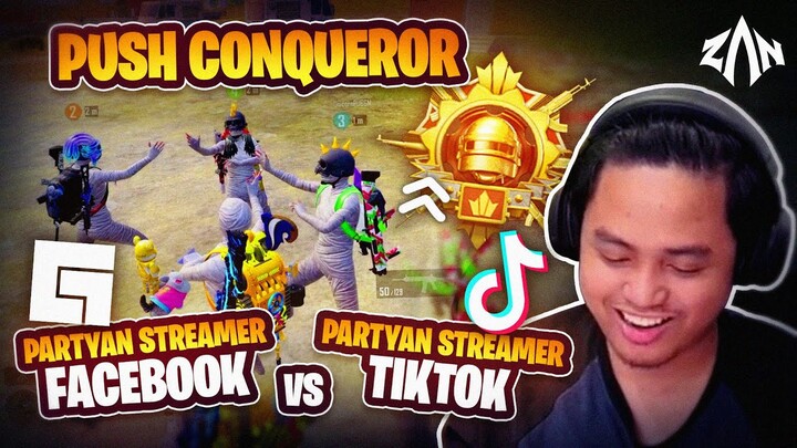 Push Conqueror, Partyan Streamer Facebook vs Partyan Streamer TikTok !! | PUBG Mobile Indonesia