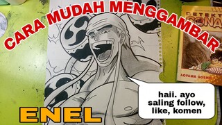 cara mudah menggambar anime one piece enel