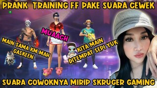 PRANK TRAINING FF PAKE SUARA CEWEK 💕 DIAJAKIN MAIN KE TEMPAT SEPI WKWKWK FREE FIRE