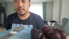 ASMR Plate Licking Purple Plum - Sensitive Sounds Of Eating & Cutting