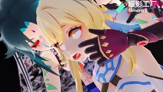 [Genshin Impact MMD]Kontrol Cintaku padamu begitu di luar kendali~ Mandrill X Ying Biru Merah Hitam