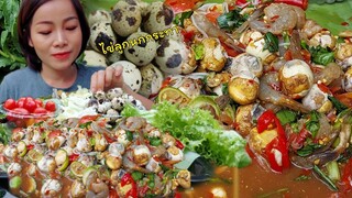 ตำซั่วไข่ลูกนกกระทา กุ้งสด แซ่บ นัว มันๆเข้ากันคัก19/2/65