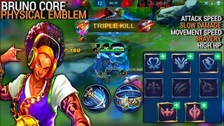 BRUNO CORE PHYSICAL EMBLEM | BRUNO BEST BUILD 2021 - MLBB TOP GLOBAL BRUNO MASTER BODAK