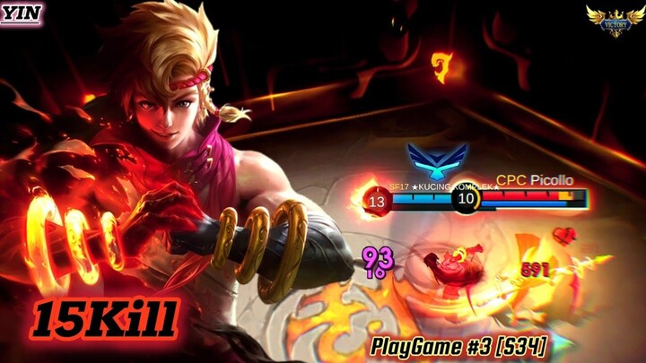 15Kills! | YIN | PLAYGAME BUILD 3 [S34] - MLBB