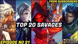 Mobile Legends TOP 20 SAVAGE Moments Episode 21- FULL HD