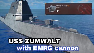 Modern Warships: USS ZUMWALT equipped with EMRG cannon. online battle gameplay.
