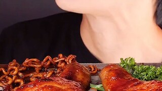 asmr mukbang gà sốt cay