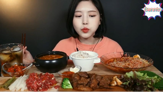 Mì lạnh trộn, sườn heo nướng, thịt boà sống 3 #amthuc