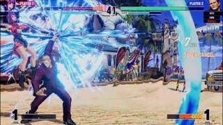 KOF15　ギース　雷剛烈風拳コンボ　追い打ち投げまできっちり決める