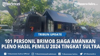 Kendaraan Taktis Brimob Siaga Amankan Pleno Rekapitulasi Hasil Pemilu 2024 Tingkat Sulawesi Tenggara
