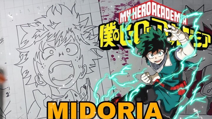 menggambar midoria dari anime my hero academia