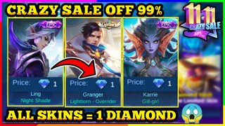 BUY ALL SKINS For 1 DIAMOND ONLY (PROMO DIAMOND) 11.11 CRAZY SALE EVENT - MLBB